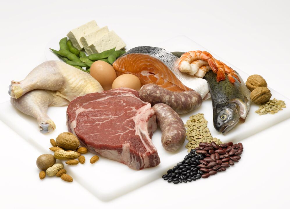 A dieta proteica baséase no consumo de alimentos que conteñan proteínas. 